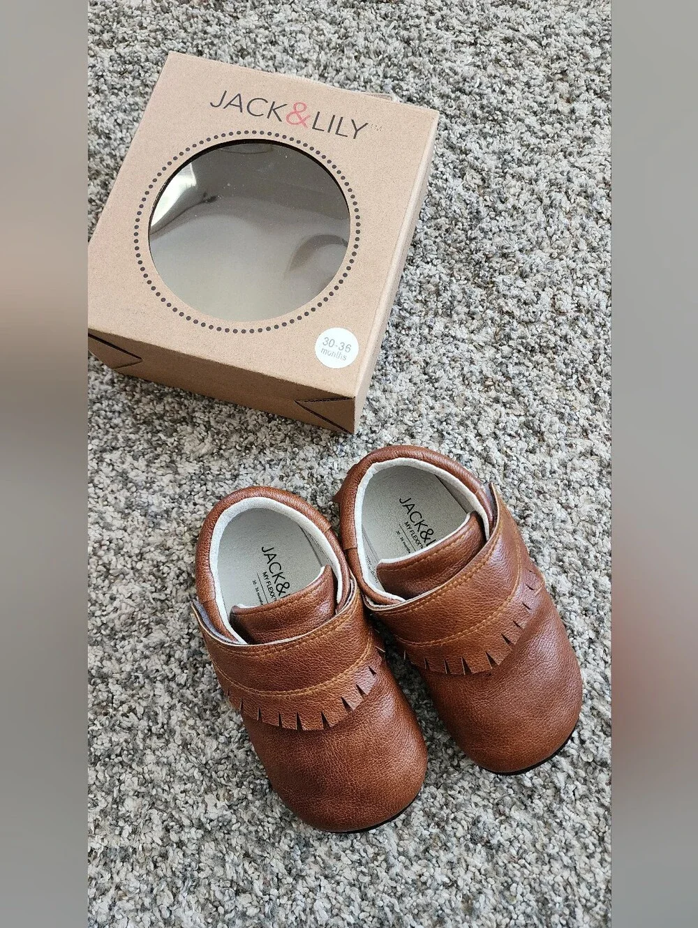 Jack & Lily MY FLEXX Fringe Moccasin Slip-On Shoes in Brown 30-36 Months